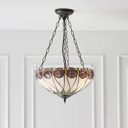 Endon 64175 - Tiffany HUTCHINSON - kattokruunu ketjulla 3xE27/60W/230V, halkaisija 40 cm