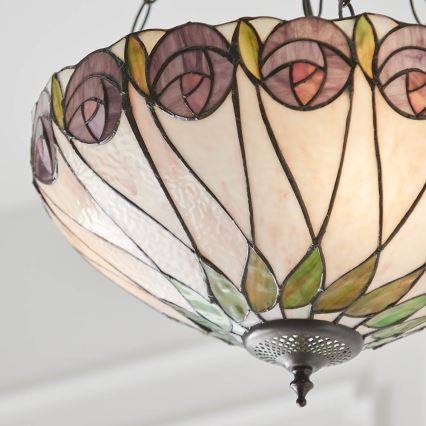 Endon 64175 - Tiffany HUTCHINSON - kattokruunu ketjulla 3xE27/60W/230V, halkaisija 40 cm