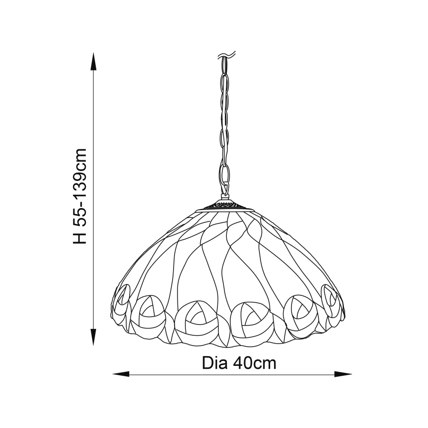 Endon 64176 - Riippuvalaisin ketjulla Tiffany HUTCHINSON 1xE27/60W/230V Ø 40 cm