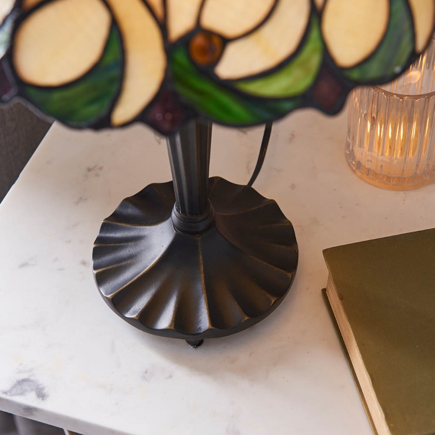 Endon 64195 - Tiffany-pöytävalaisin JAMELIA 1xE27/60W/230V Ø 31 cm