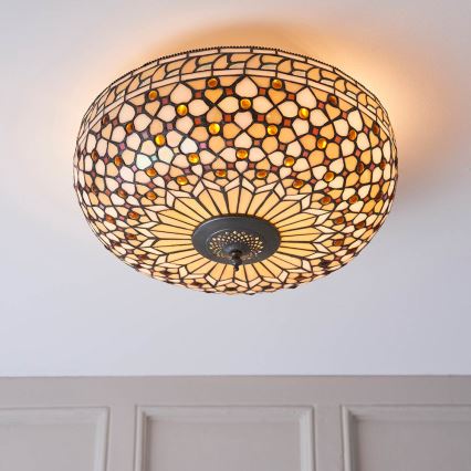 Endon 64276 - Kattovalaisin Tiffany MILLE FEUX 2xE27/60W/230V halkaisija 45 cm