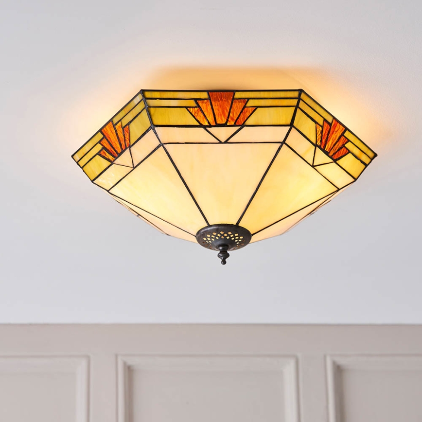 Endon 64284 - Tiffany-tyylinen kattovalaisin NEVADA, 2xE27/60W/230V, halkaisija 40 cm