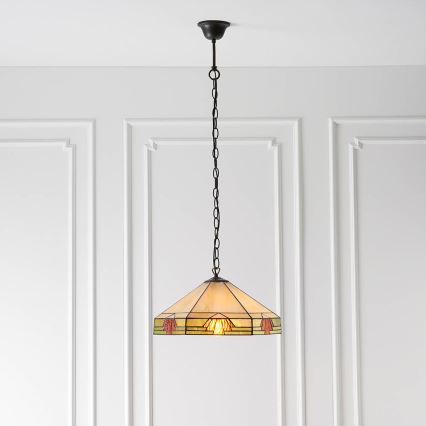 Endon 64285 - Riippuvalaisin ketjulla Tiffany NEVADA 1xE27/60W/230V, halkaisija 35 cm