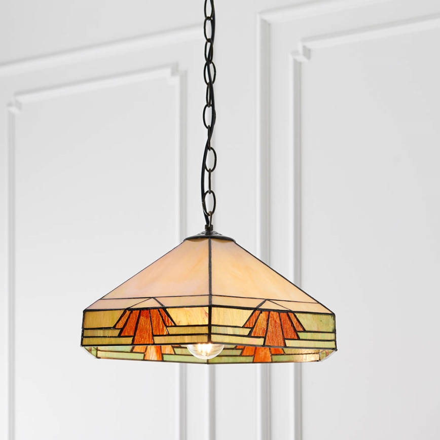 Endon 64285 - Riippuvalaisin ketjulla Tiffany NEVADA 1xE27/60W/230V, halkaisija 35 cm