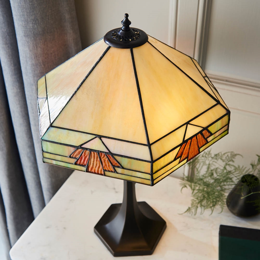 Endon 64286 - Pöytävalaisin Tiffany NEVADA 2xE27/60W/230V halkaisija 40 cm