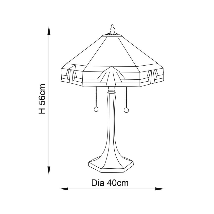 Endon 64286 - Pöytävalaisin Tiffany NEVADA 2xE27/60W/230V halkaisija 40 cm