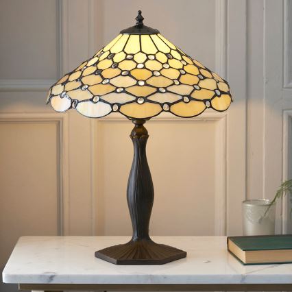 Endon 64301 - Tiffany PEARL pöytälamppu 1xE27/60W/230V, halkaisija 37 cm