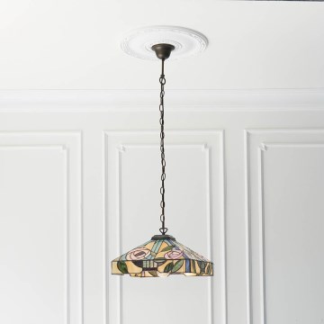 Endon 64385 - Tiffany WILLOW -riippuvalaisin ketjulla, 1xE27/60W/230V, Ø 35 cm