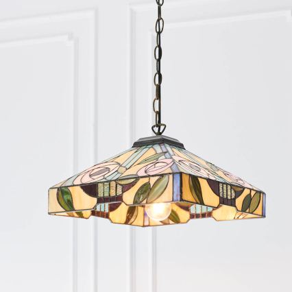 Endon 64385 - Tiffany WILLOW -riippuvalaisin ketjulla, 1xE27/60W/230V, Ø 35 cm