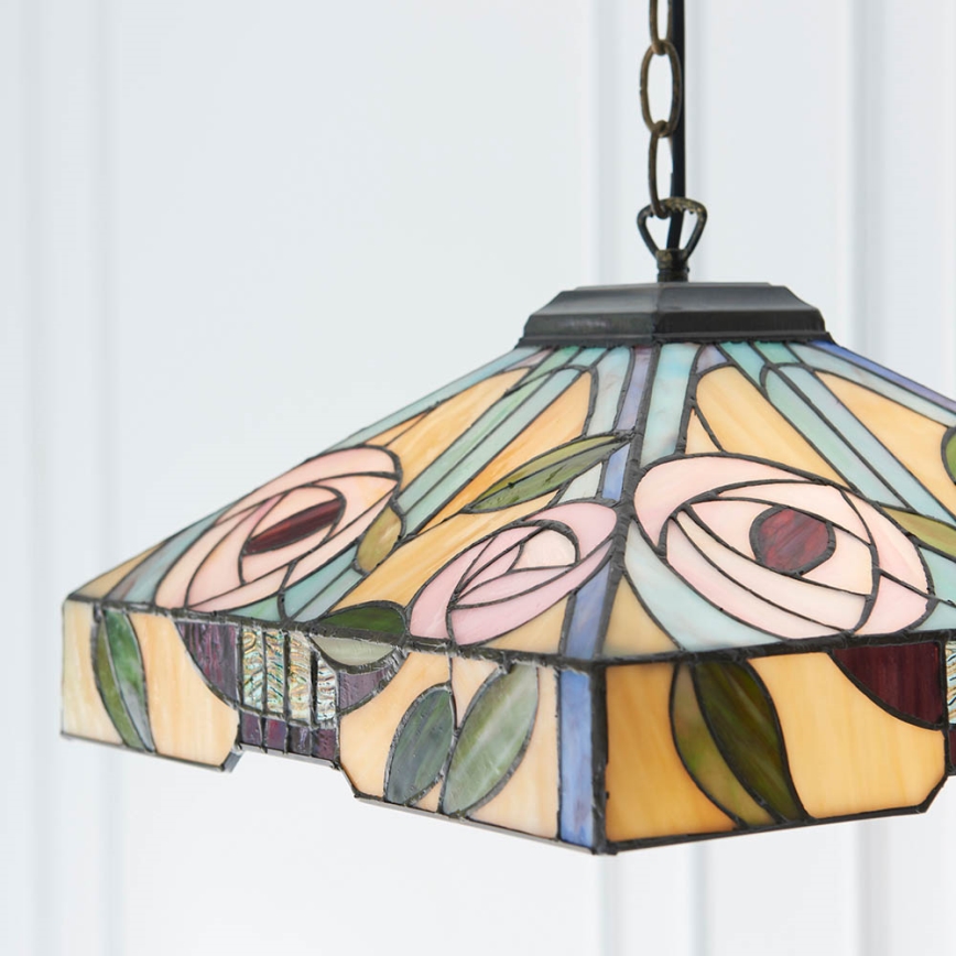 Endon 64385 - Tiffany WILLOW -riippuvalaisin ketjulla, 1xE27/60W/230V, Ø 35 cm