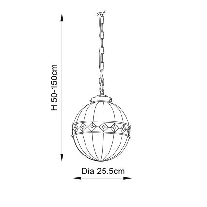 Endon 67044 - Tiffany-tyylinen FARGO-riippuvalaisin ketjulla 1xE14/40W/230V Ø 25,5 cm