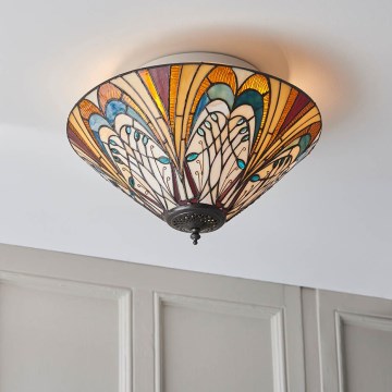 Endon 70241 - Tiffany HECTOR kattovalaisin 2xE27/60W/230V, halkaisija 40 cm