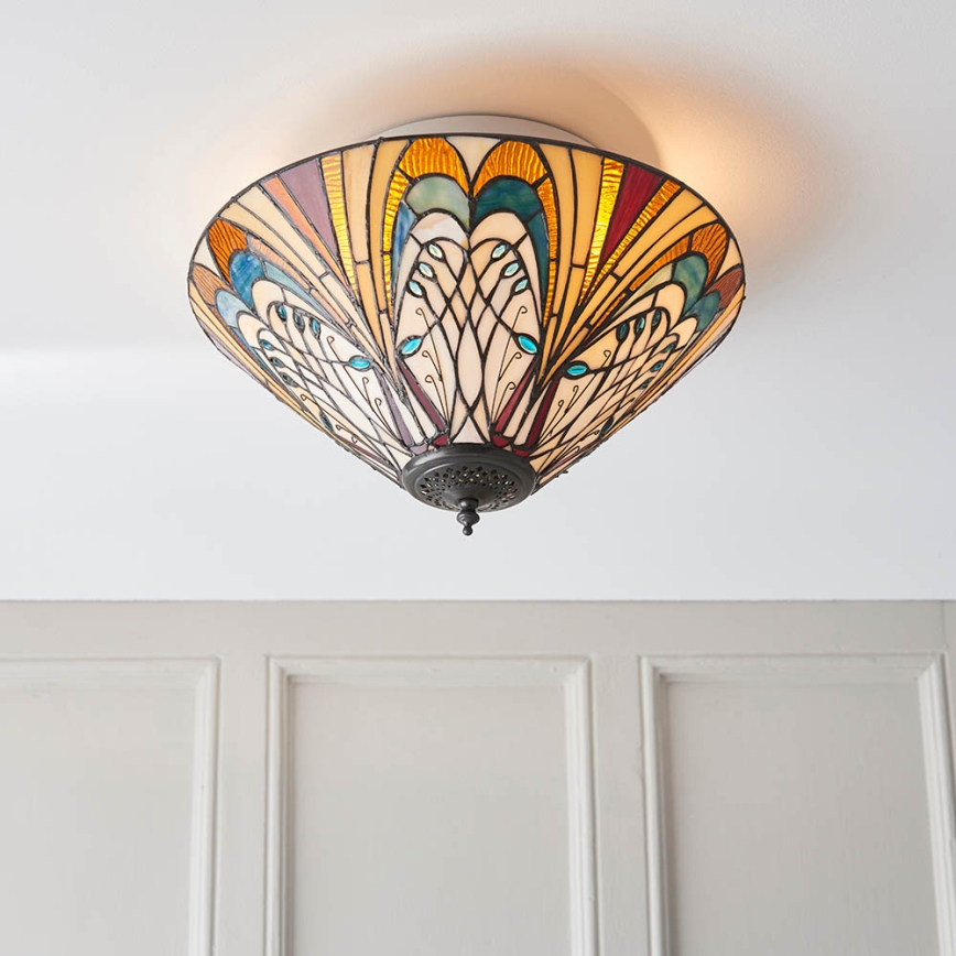 Endon 70241 - Tiffany HECTOR kattovalaisin 2xE27/60W/230V, halkaisija 40 cm