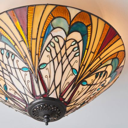 Endon 70241 - Tiffany HECTOR kattovalaisin 2xE27/60W/230V, halkaisija 40 cm