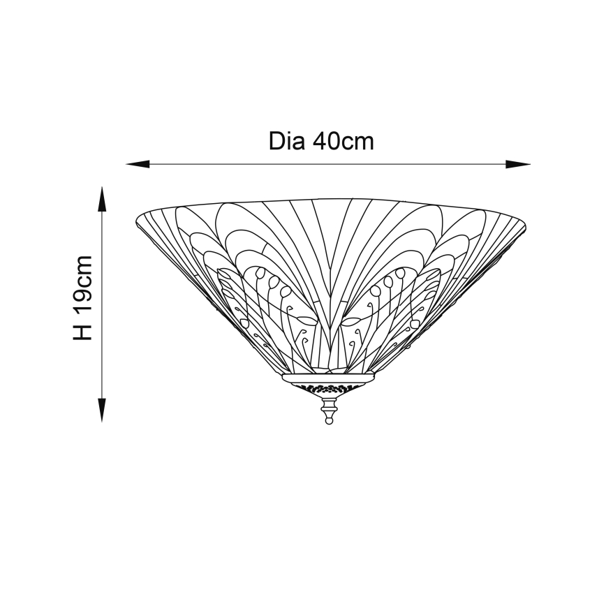 Endon 70241 - Tiffany HECTOR kattovalaisin 2xE27/60W/230V, halkaisija 40 cm