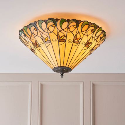 Endon 70706 - Tiffany-kattovalaisin JAMELIA, 2xE27/60W/230V, halkaisija 50 cm