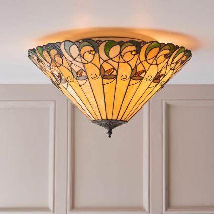 Endon 70706 - Tiffany-kattovalaisin JAMELIA, 2xE27/60W/230V, halkaisija 50 cm