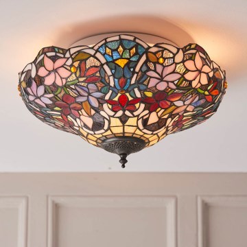 Endon 70709 - Tiffany SULLIVAN kattovalaisin 2xE27/60W/230V, halkaisija 40 cm