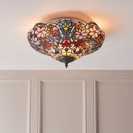 Endon 70709 - Tiffany SULLIVAN kattovalaisin 2xE27/60W/230V, halkaisija 40 cm