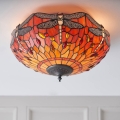 Endon 70721 - Tiffany-tyylinen kattovalaisin DRAGONFLY, 2x E27/60W/230V, halkaisija 41 cm