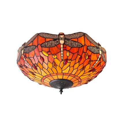 Endon 70721 - Tiffany-tyylinen kattovalaisin DRAGONFLY, 2x E27/60W/230V, halkaisija 41 cm
