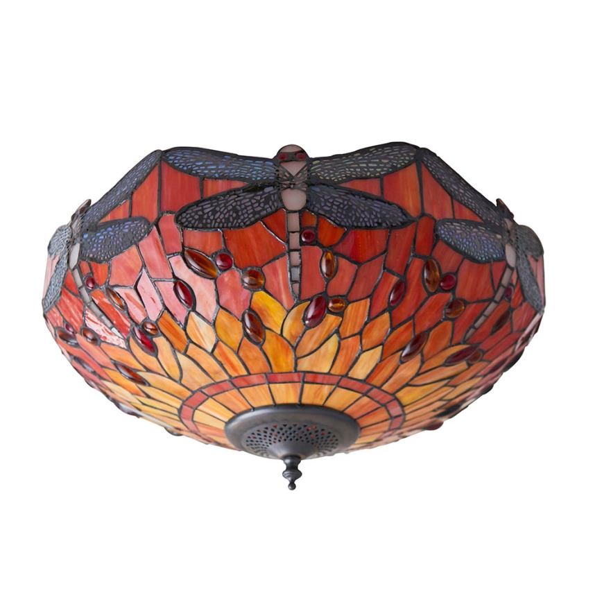 Endon 70721 - Tiffany-tyylinen kattovalaisin DRAGONFLY, 2x E27/60W/230V, halkaisija 41 cm