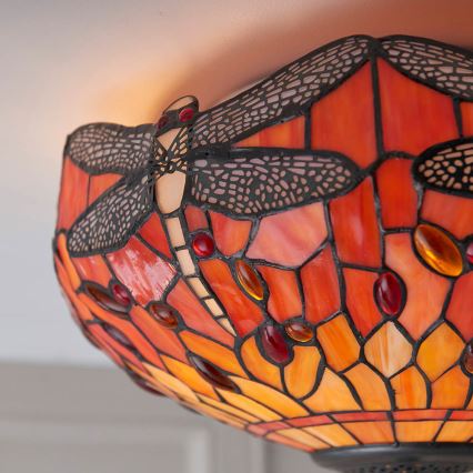 Endon 70721 - Tiffany-tyylinen kattovalaisin DRAGONFLY, 2x E27/60W/230V, halkaisija 41 cm