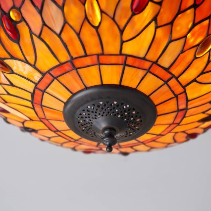 Endon 70721 - Tiffany-tyylinen kattovalaisin DRAGONFLY, 2x E27/60W/230V, halkaisija 41 cm