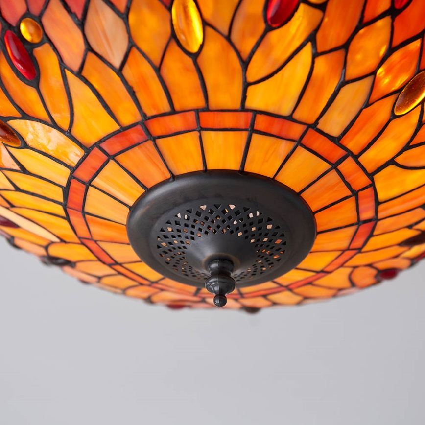 Endon 70721 - Tiffany-tyylinen kattovalaisin DRAGONFLY, 2x E27/60W/230V, halkaisija 41 cm