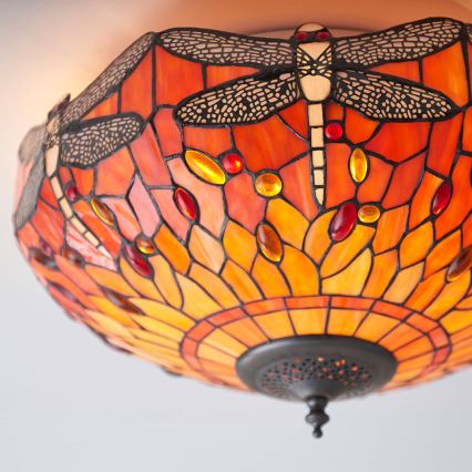 Endon 70721 - Tiffany-tyylinen kattovalaisin DRAGONFLY, 2x E27/60W/230V, halkaisija 41 cm