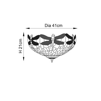 Endon 70722 - Kattovalaisin Tiffany DRAGONFLY 2xE27/60W/230V halkaisija 41 cm