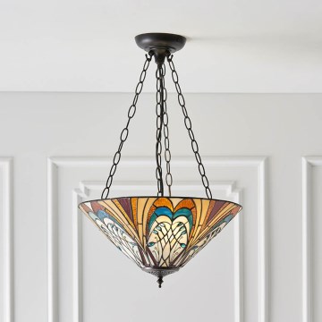Endon 70750 - Tiffany-tyylinen kattokruunu ketjulla HECTOR 3xE27/60W/230V, halkaisija 40 cm