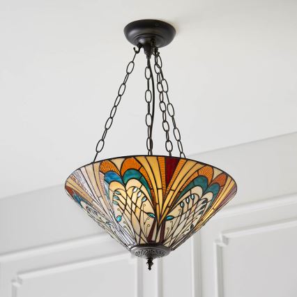Endon 70750 - Tiffany-tyylinen kattokruunu ketjulla HECTOR 3xE27/60W/230V, halkaisija 40 cm