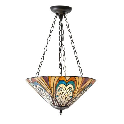 Endon 70750 - Tiffany-tyylinen kattokruunu ketjulla HECTOR 3xE27/60W/230V, halkaisija 40 cm