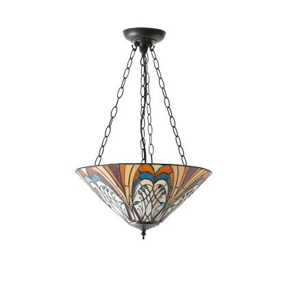 Endon 70750 - Tiffany-tyylinen kattokruunu ketjulla HECTOR 3xE27/60W/230V, halkaisija 40 cm