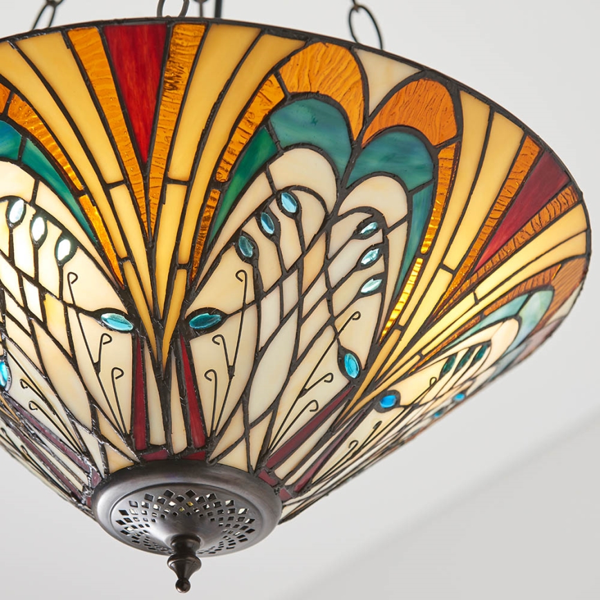 Endon 70750 - Tiffany-tyylinen kattokruunu ketjulla HECTOR 3xE27/60W/230V, halkaisija 40 cm