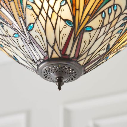 Endon 70750 - Tiffany-tyylinen kattokruunu ketjulla HECTOR 3xE27/60W/230V, halkaisija 40 cm