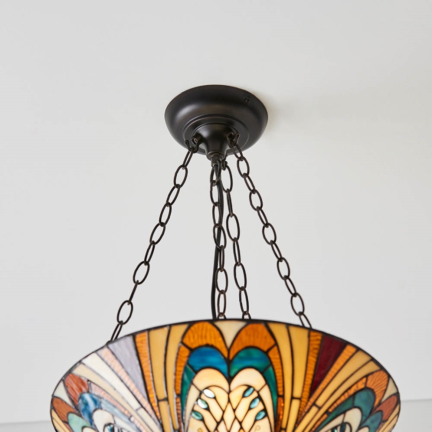 Endon 70750 - Tiffany-tyylinen kattokruunu ketjulla HECTOR 3xE27/60W/230V, halkaisija 40 cm