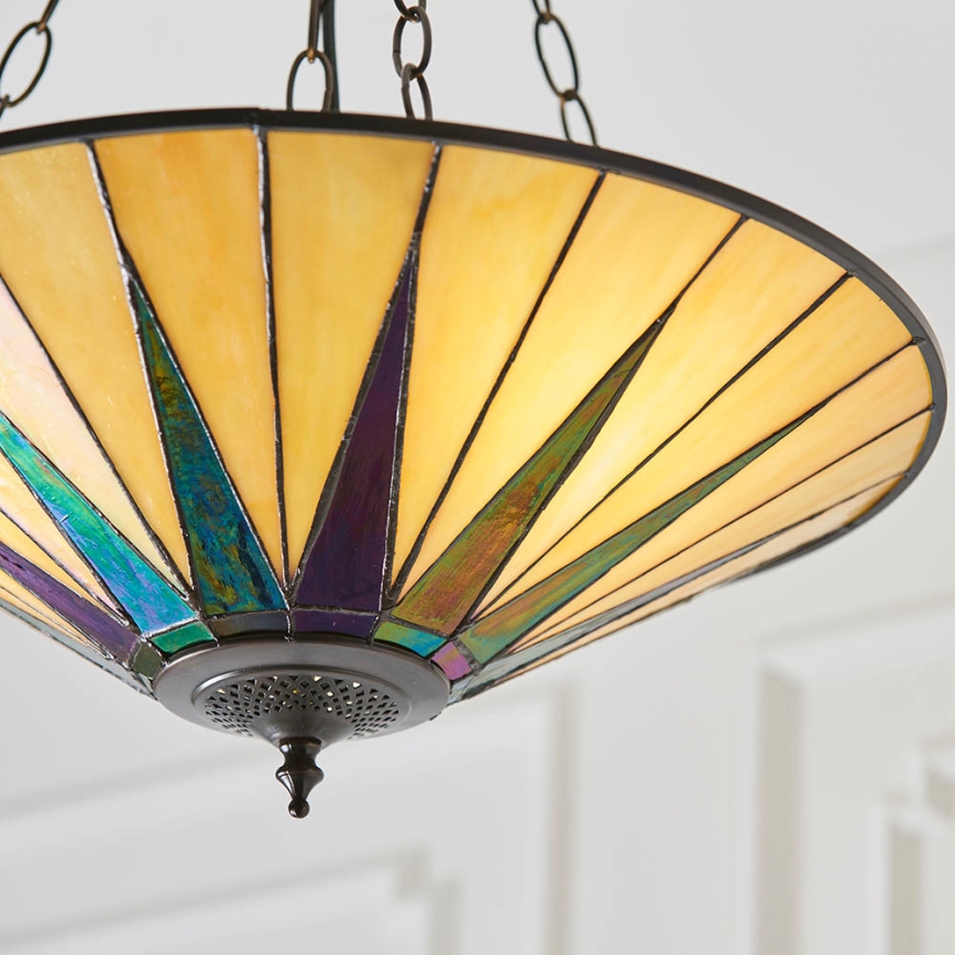 Endon 70754 - Tiffany DARK STAR - ketjulla roikkuva kattokruunu, 3xE27/60W/230V, halkaisija 49 cm