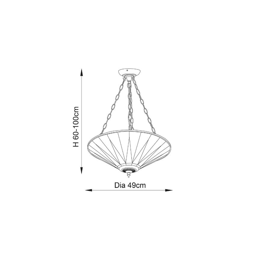 Endon 70754 - Tiffany DARK STAR - ketjulla roikkuva kattokruunu, 3xE27/60W/230V, halkaisija 49 cm