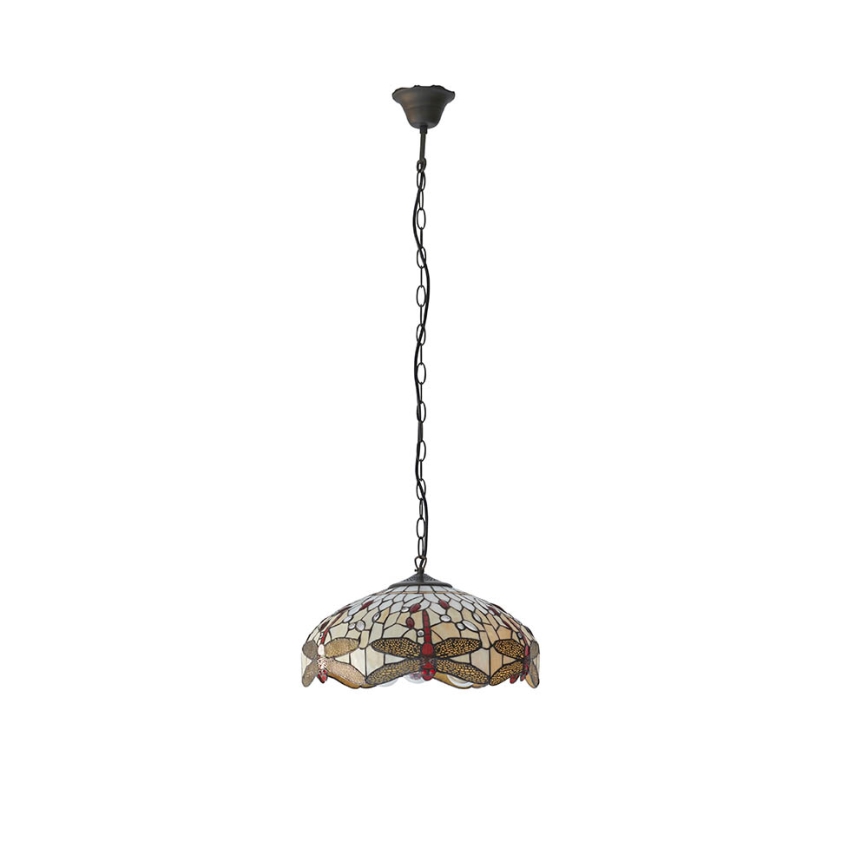 Endon 70824 - Tiffany-tyylinen riippuvalaisin ketjulla DRAGONFLY, 3xE27/60W/230V, halkaisija 41 cm