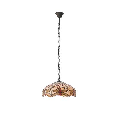 Endon 70824 - Tiffany-tyylinen riippuvalaisin ketjulla DRAGONFLY, 3xE27/60W/230V, halkaisija 41 cm
