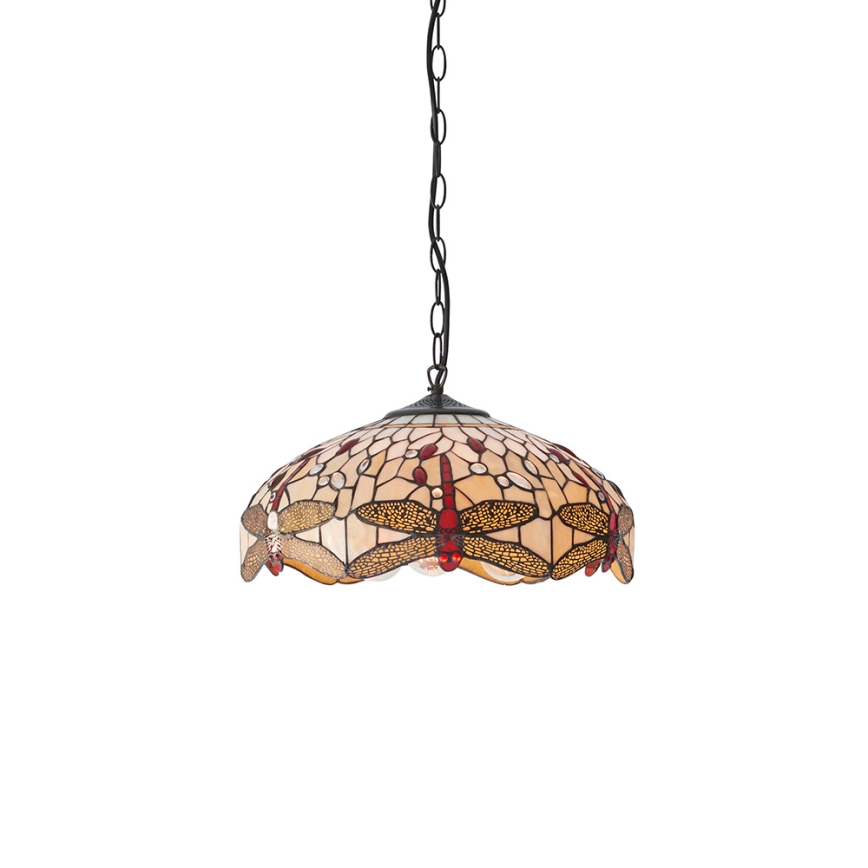 Endon 70824 - Tiffany-tyylinen riippuvalaisin ketjulla DRAGONFLY, 3xE27/60W/230V, halkaisija 41 cm