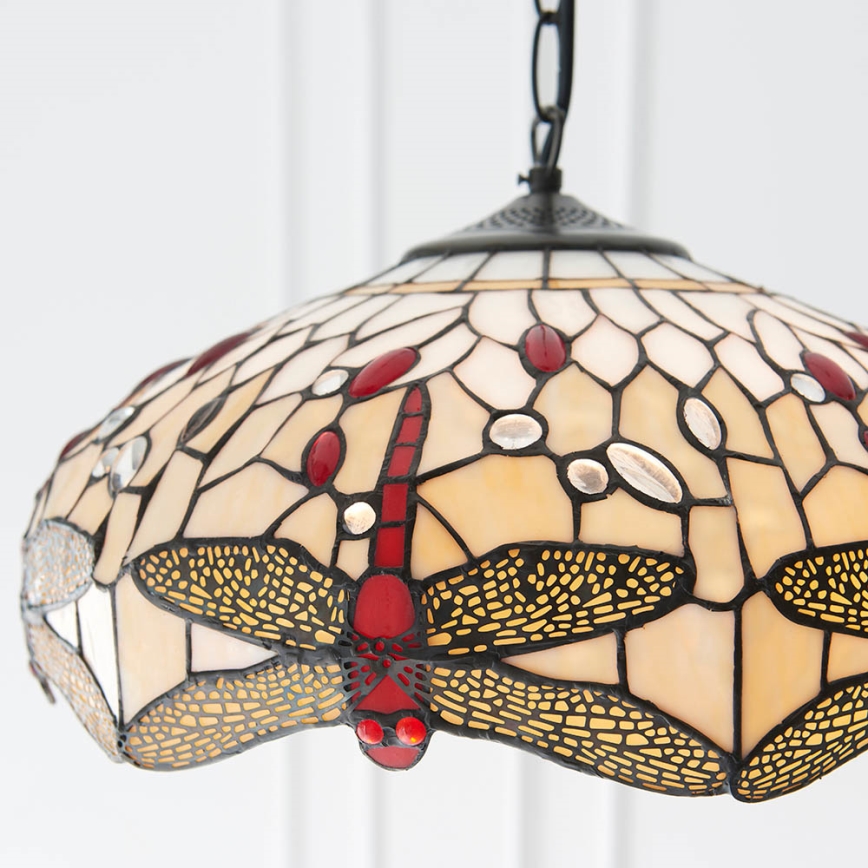 Endon 70824 - Tiffany-tyylinen riippuvalaisin ketjulla DRAGONFLY, 3xE27/60W/230V, halkaisija 41 cm