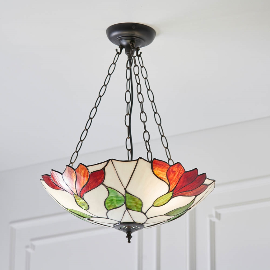 Endon 70946 - Riippuvalaisin ketjulla Tiffany BOTANICA 3xE27/60W/230V Ø 45 cm