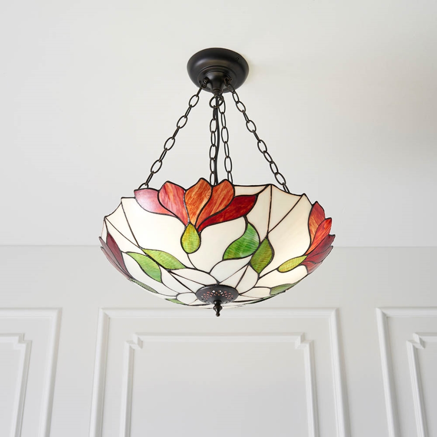Endon 70946 - Riippuvalaisin ketjulla Tiffany BOTANICA 3xE27/60W/230V Ø 45 cm