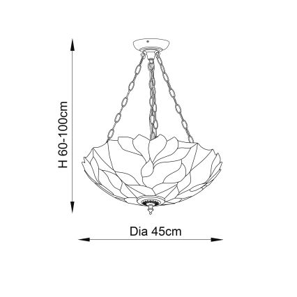 Endon 70946 - Riippuvalaisin ketjulla Tiffany BOTANICA 3xE27/60W/230V Ø 45 cm