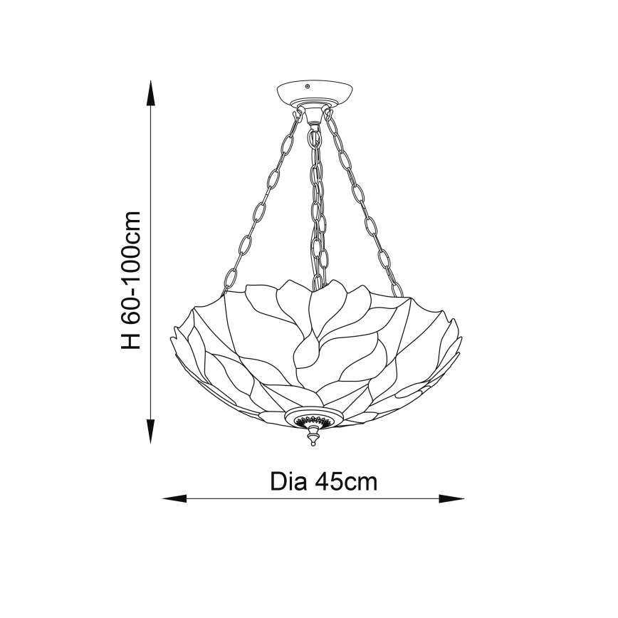 Endon 70946 - Riippuvalaisin ketjulla Tiffany BOTANICA 3xE27/60W/230V Ø 45 cm