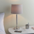Endon 72175 - Pöytävalaisin USB-portilla SYON 1xE14/40W/230V kiiltävä kromi/beige