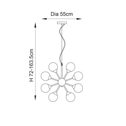 Endon 76499 - Riippuvalaisin vaijerilla OSCAR 28xG9/18W/230V, kultainen